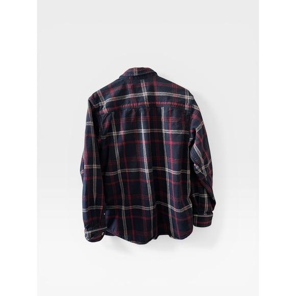 Moose Creek Mens Large Tall Flannel Shirt Navy Red Plaid Cotton Button Down - Picture 3 of 10